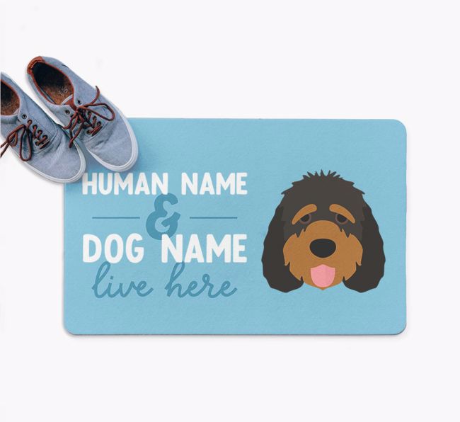 Human & Dog Live Here: Personalized {breedFullName} Doormat